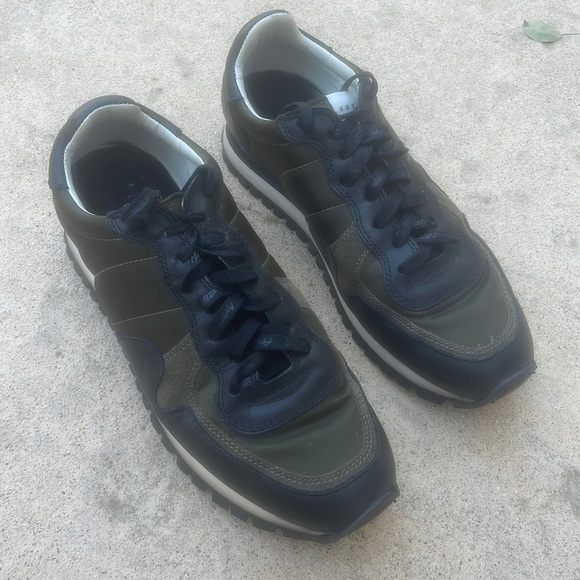 Sandro TX-01 Green/Black Leather Men's Platform Trainer Sneaker Size 10 - Picture 1 of 8